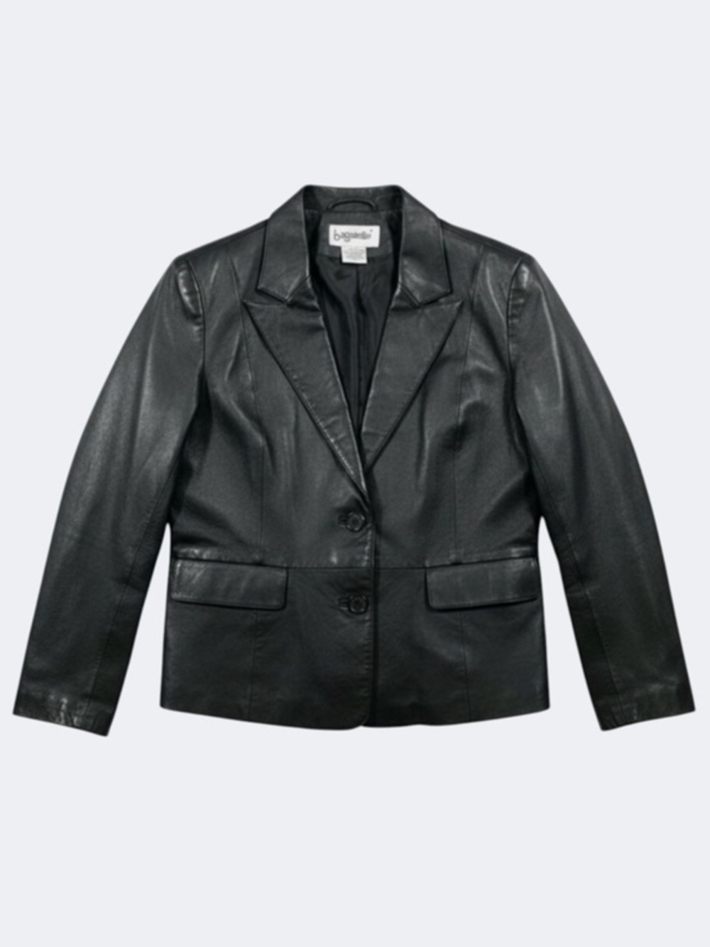 Vintage Bagatelle 70s Style Black Moto Bikercore Leather Blazer Jacket Size 8P
